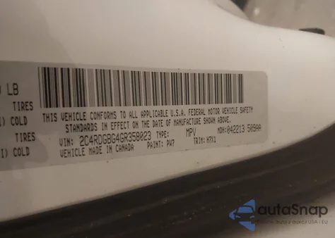 2016 Dodge Grand Caravan American Value Pkg из США, поврежденный, VIN 2C4RDGBG4GR358023